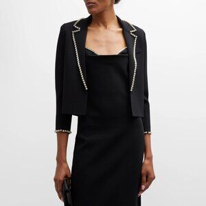 St. John Half Milano Knit Jewel Trim Jacket Pre-Fall 2023 Black Size US 6 NWT